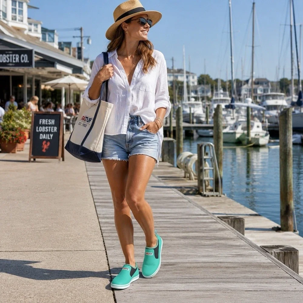 XTRATUF Womens Waterproof Deck Shoes Size 11 Seafoam Rubber Slip On Boat Fishing